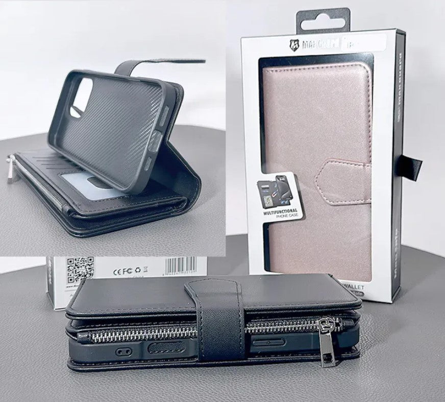 iPhone 16 Plus 6.7 Maxguard Detachable Zipper Wallet magnet Phone Case (Magsafe)