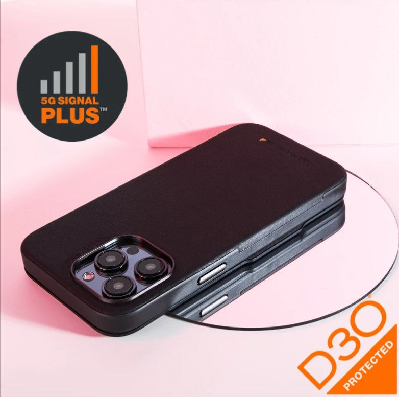 iPhone 15 Pro Max EFM Monaco Wallet Case Armour with D3O 5G Signal Plus Technology (Black/Space Grey)