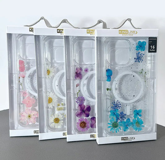 iPhone 16 Pro 6.3 Kinglink Real Flower Blossom magnet case for magsafe (white)